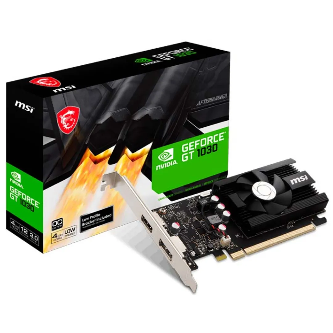 Tarjeta de Video 4GB DDR4  MSI GeForce GT1030 4GD4 bajo perfil OC