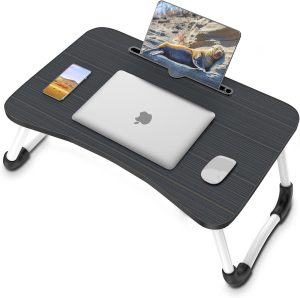 mesa plegable para laptop con ranura para tableta, negra
