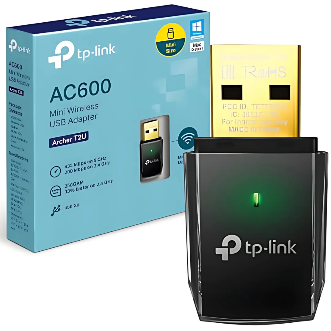 TP-LINK Archer T2U AC600 Wireless Dual Band USB Adapter (Color: Black, Tamaño: Mini)