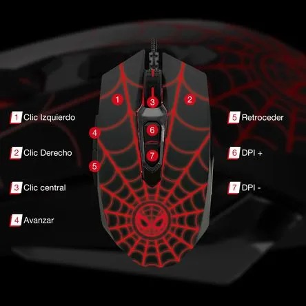 Mouse Xtech Óptico De 7 Botones Para Videojuegos Edición Spider-Man Miles Morales – XTM-M520SM