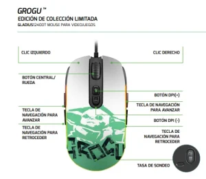 MOUSE PARA VIDEOJUEGOS GLADIUS12400T PMO-S203GR EDICIÓN DE COLECCIÓN LIMITADA