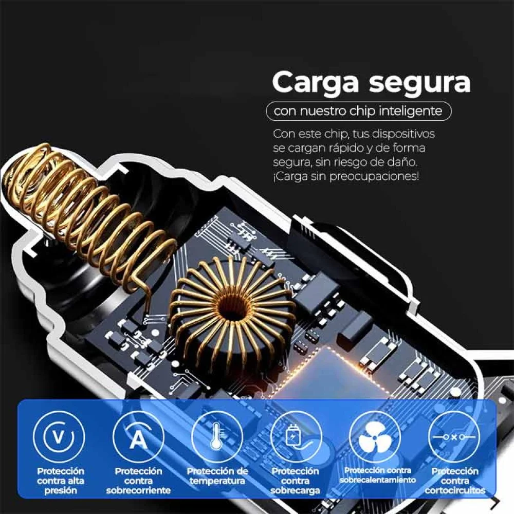 Cargador para carro con 6 salidas y 3 de carga rápida