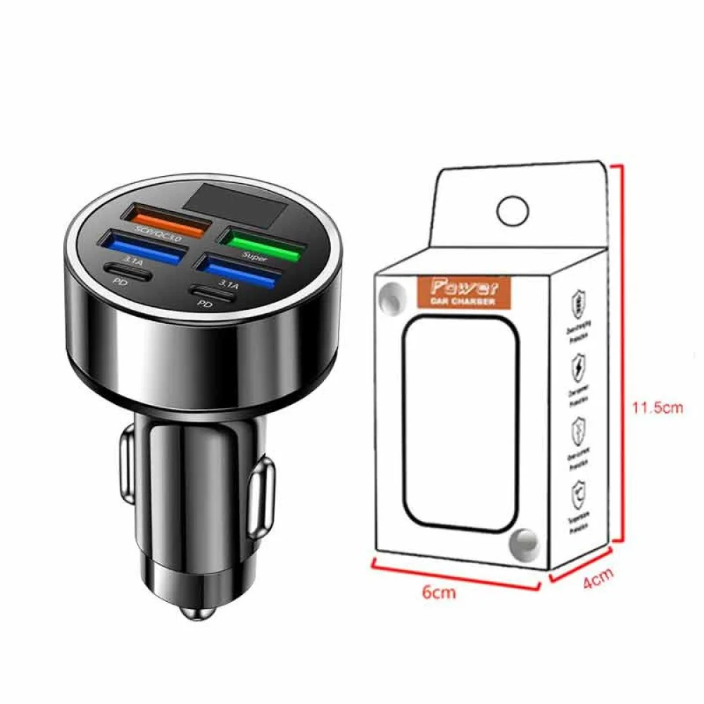 Cargador para carro con 6 salidas y 3 de carga rápida