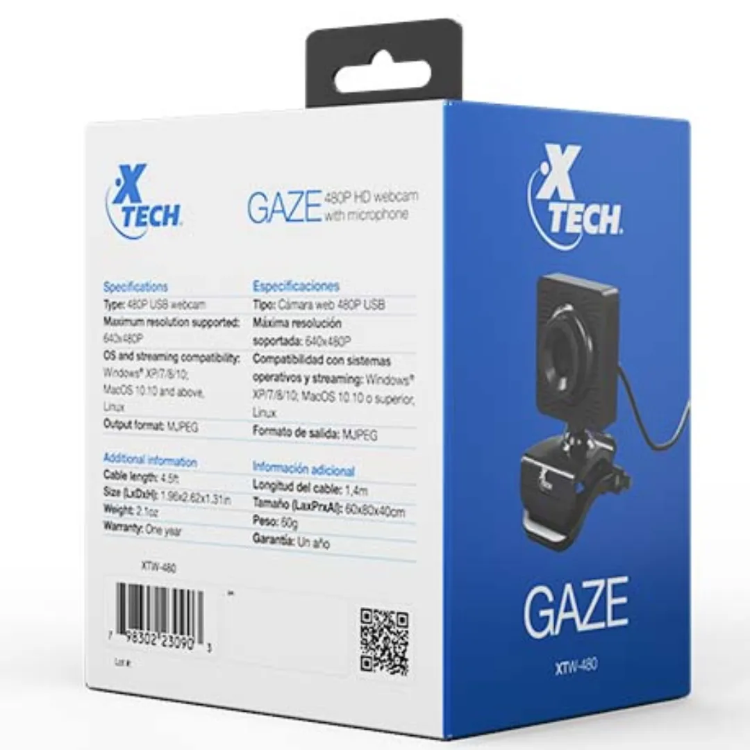 GAZE Cámara web de 480P HD con micrófono XTW-480