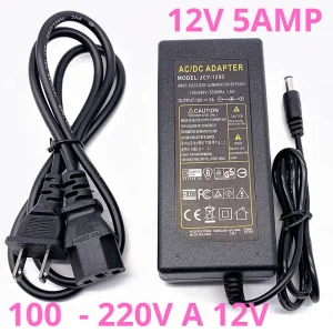 fuente de poder 12V 5A para cámaras LED y módem