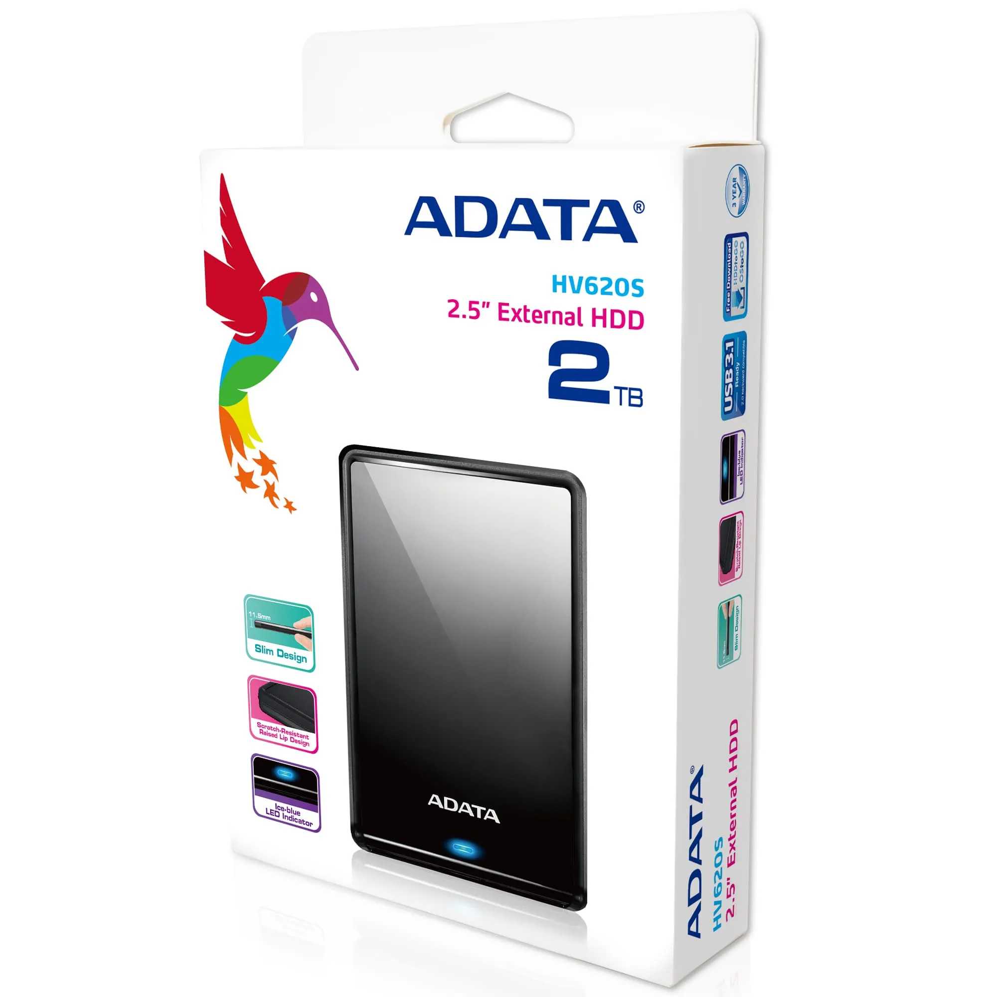 💽 ADATA HV620S 2TB – Disco Duro Externo USB 3.2 Gen 1 (Negro)