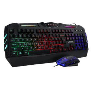 Teclado y Mouse Gaming Alámbrico Unno Tekno Brave Negro Ingles