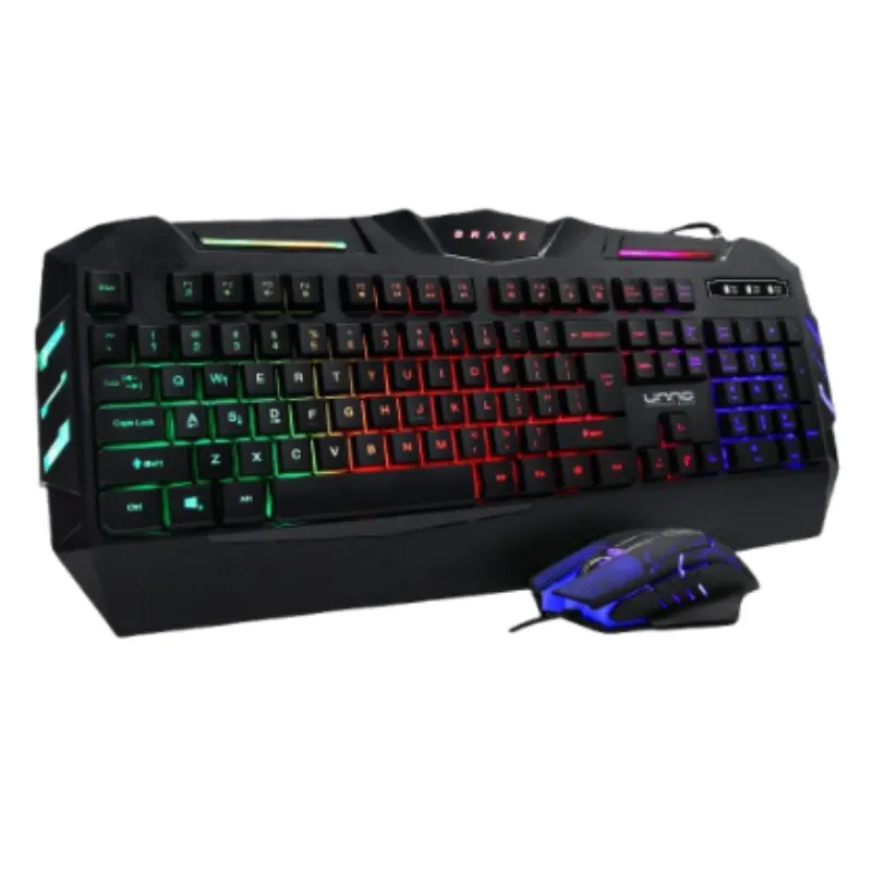 Teclado y Mouse Gaming Alámbrico Unno Tekno Brave Negro Ingles