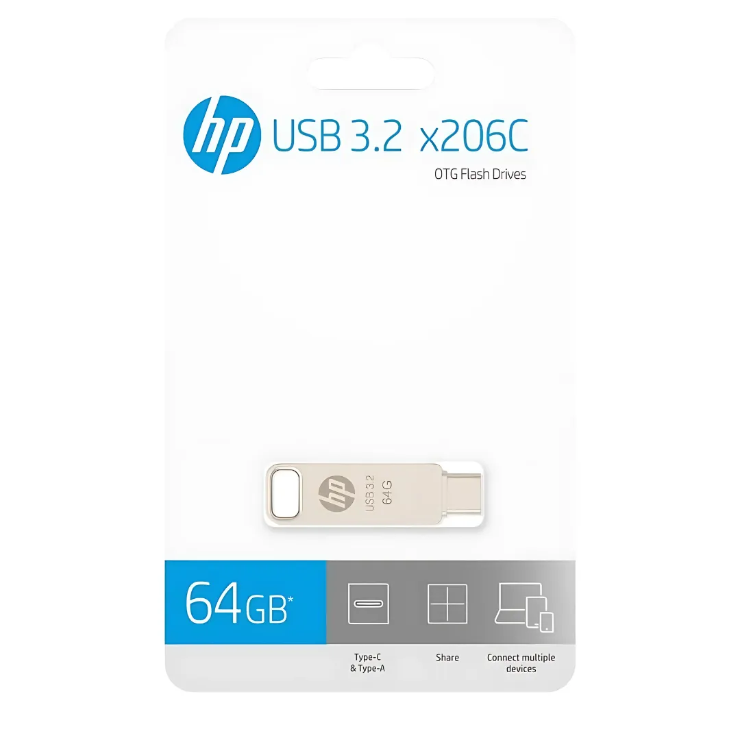 💾 HP X206C – Memoria USB Dual 64GB (USB 3.2 Tipo A + Tipo C)