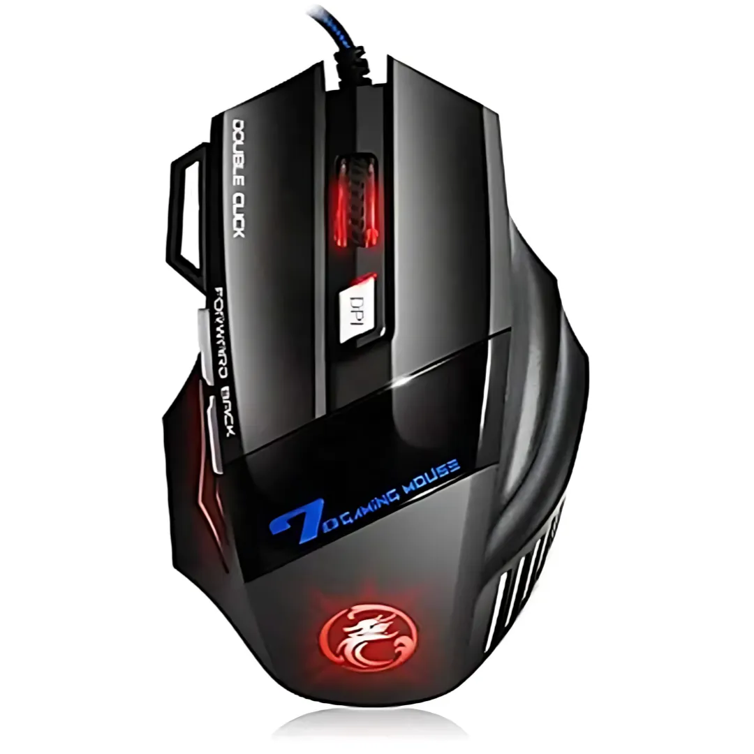 iMICE Ratón para juegos ergonómico con cable 7 teclas7-Color RGB LED 5500 DPI USB Mouse Gamer