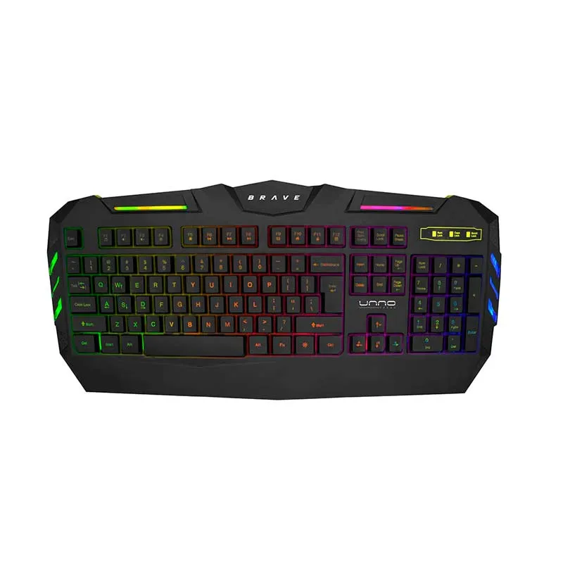 Teclado y Mouse Gaming Alámbrico Unno Tekno Brave Negro Ingles