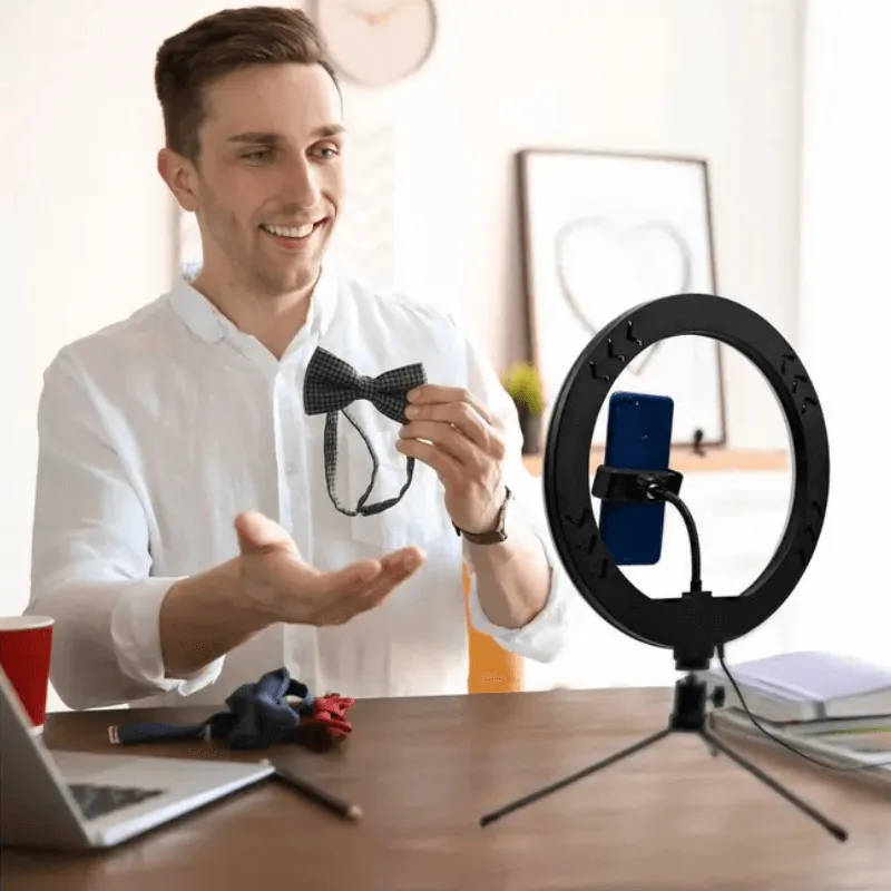 Aro de Luz VTA+ 12″ con Trípode para Celular y Control Bluetooth – Negro