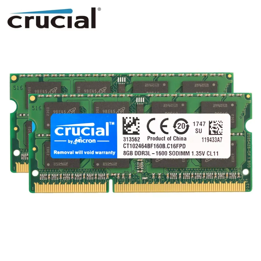 Memoria RAM Laptop Crucial DDR3L 8GB y 16GB 1600MHz SODIMM