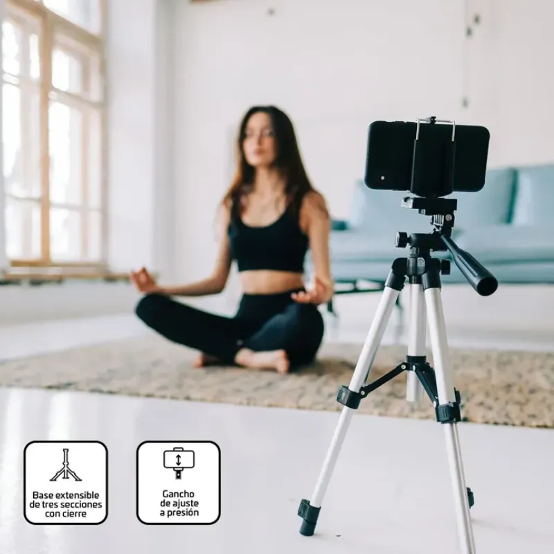 Trípode VTA+ Ajustable para Celular 1.2m – Gris Claro