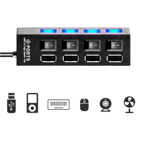 HUB 4 PUERTOS INTERRUPTOR USB DE ALTA VELOCIDAD