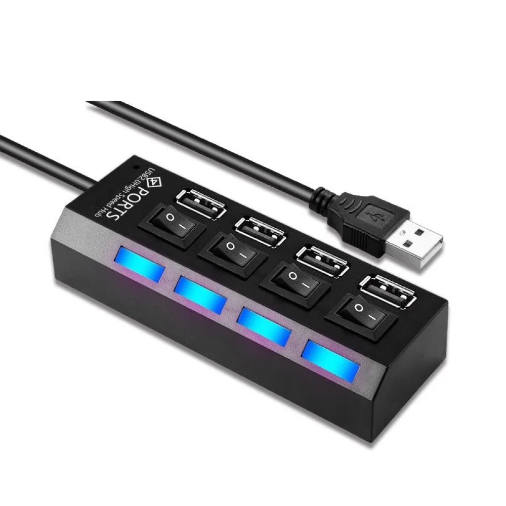 HUB 4 PUERTOS INTERRUPTOR USB DE ALTA VELOCIDAD