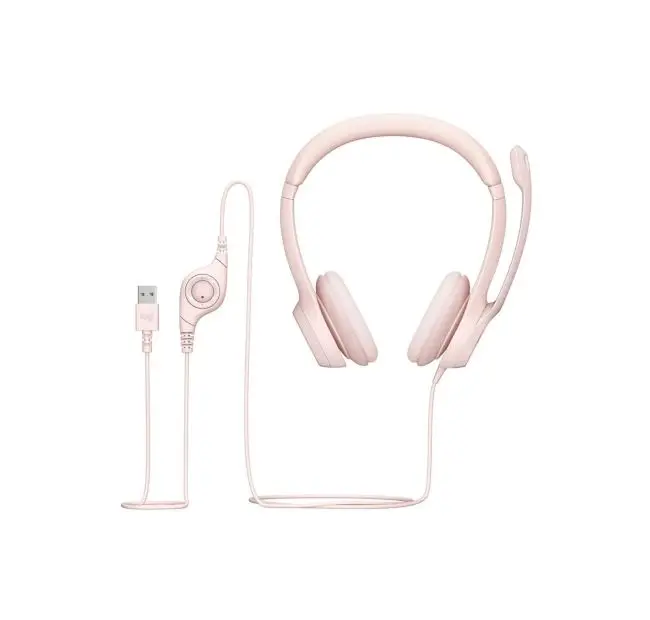Headset Logitech H390 con Conexión USB y Micrófono (Rosado)