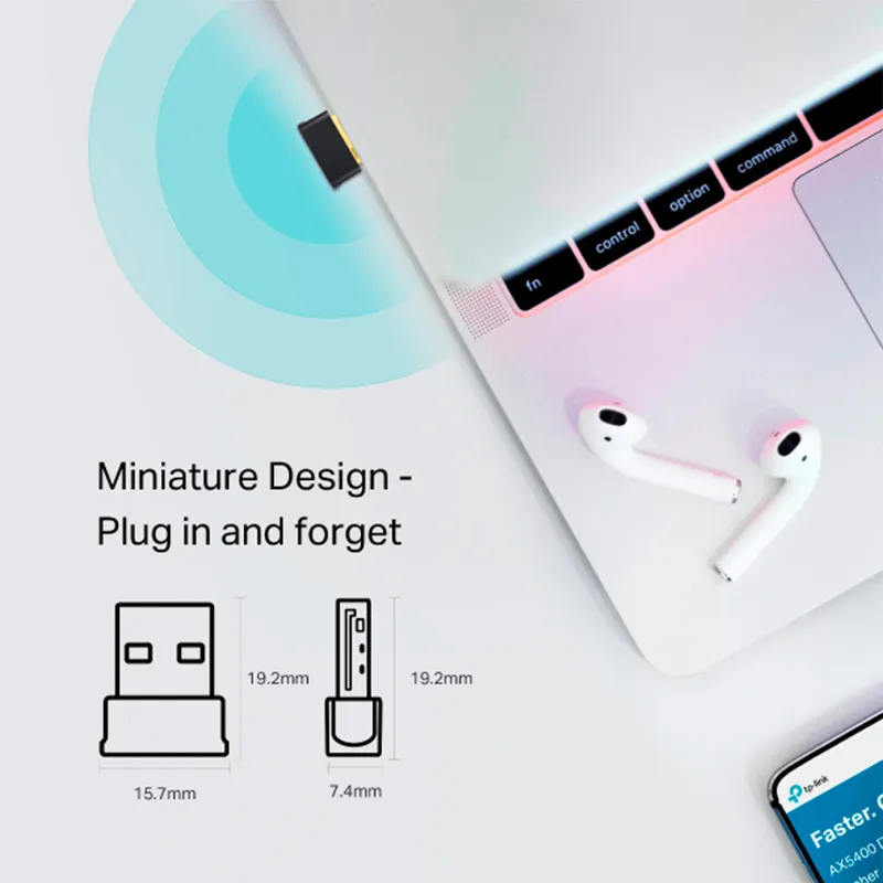 Adaptador de Red USB a Wi-Fi Bluetooth TP-Link Archer T2UB Nano AC600 Doble Banda 200-433Mbps