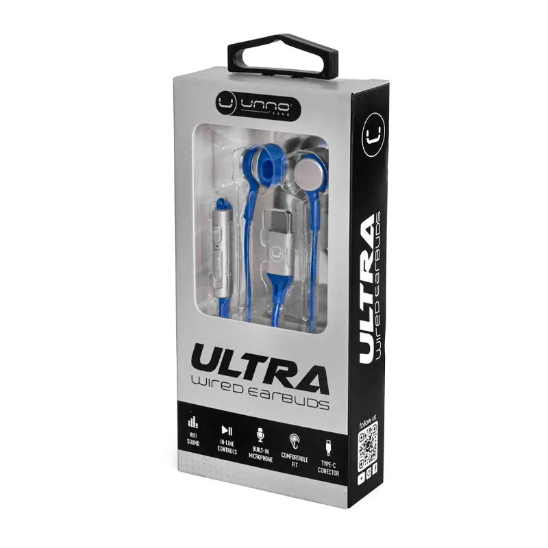 Audífonos In-Ear Unno Tekno HS7005BL USB-C Ultra Azul
