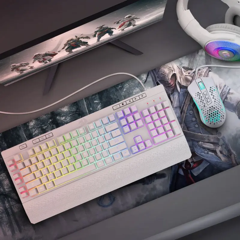 Teclado Redragon Gaming Shiva Usb Blanco Rgb Full Size K512 Membrana
