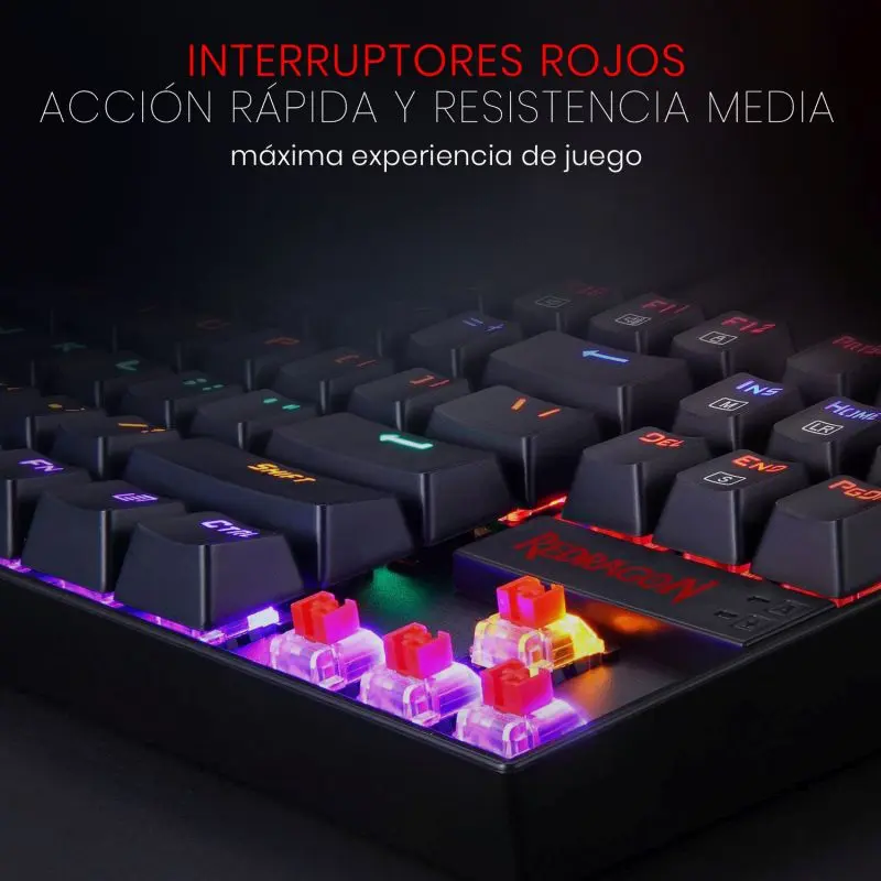 Teclado Redragon Gaming Kumara Usb Negro Rainbow Tkl Switch Rojo K552 Mecanico