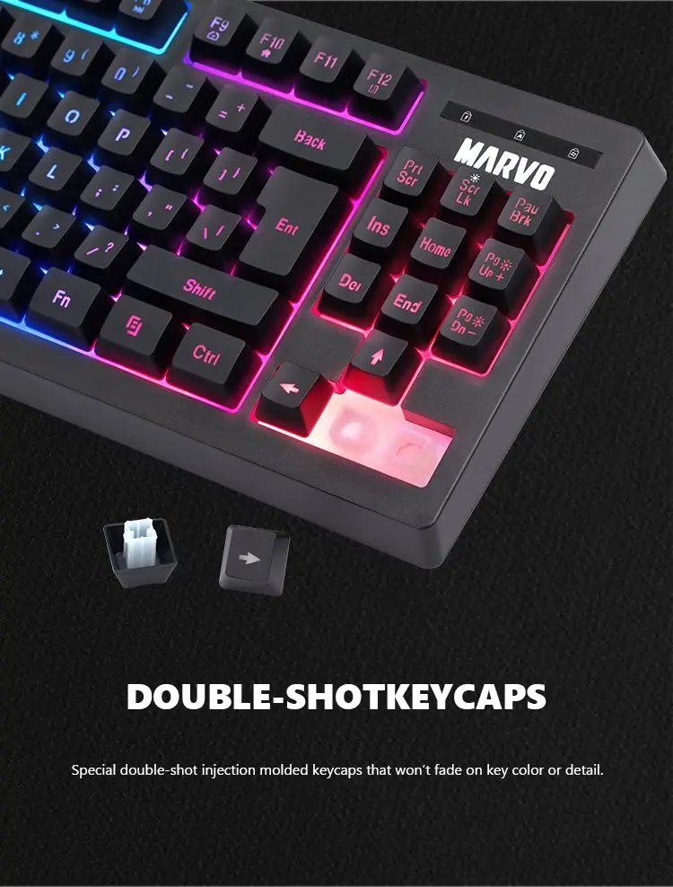 Teclado Marvo Gaming Usb Negro Rainbow K607Sp Membrana Tkl Anti-Ghosting