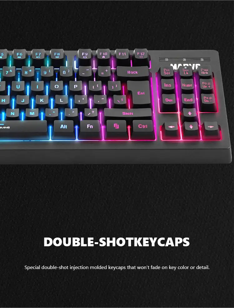 Teclado Marvo Gaming Usb Negro Rainbow K607Sp Membrana Tkl Anti-Ghosting