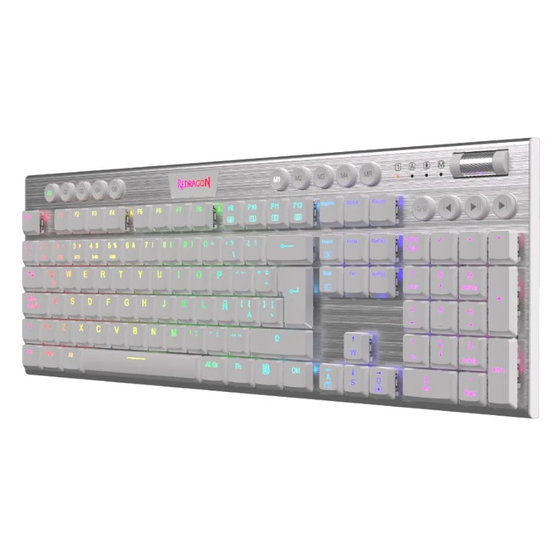 Teclado Redragon Gaming Horus Usb-c Blanco Rgb Switch Rojo K619W Mecanico