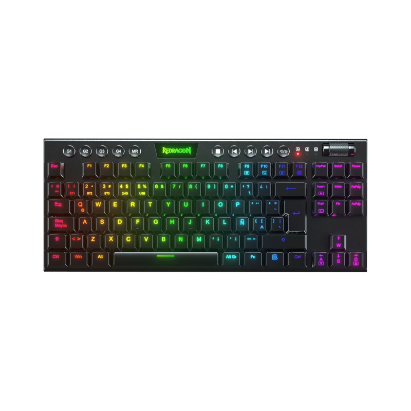 Teclado Redragon Gaming Horus Inalambrico Negro RGB Tkl Switch Rojo K621 Mecanico
