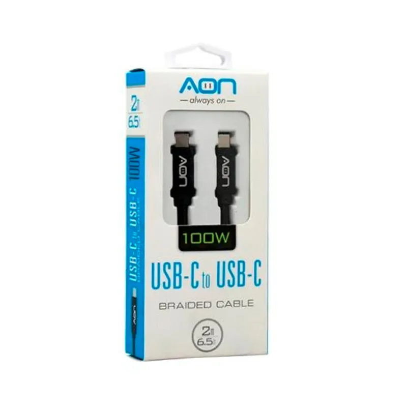 Cable USB-C a USB-C AON AO-CB-5017 2 Metro Negro 5Gbps 100W