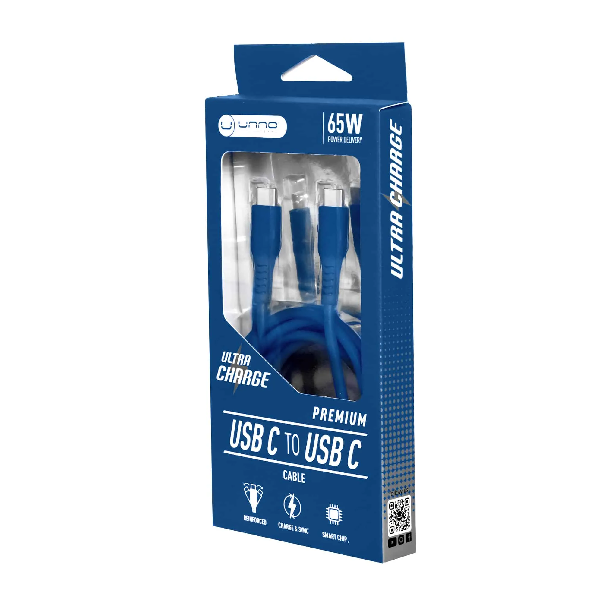 Cable USB-C a USB-C Unno Tekno CB4073BL 1.5 Metros Azul
