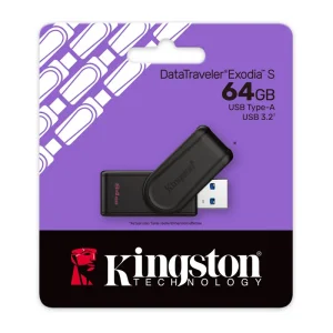 Kingston, USB DataTraveler Exodia S, Con tapa giratoria, Negra DTXS/64GB
