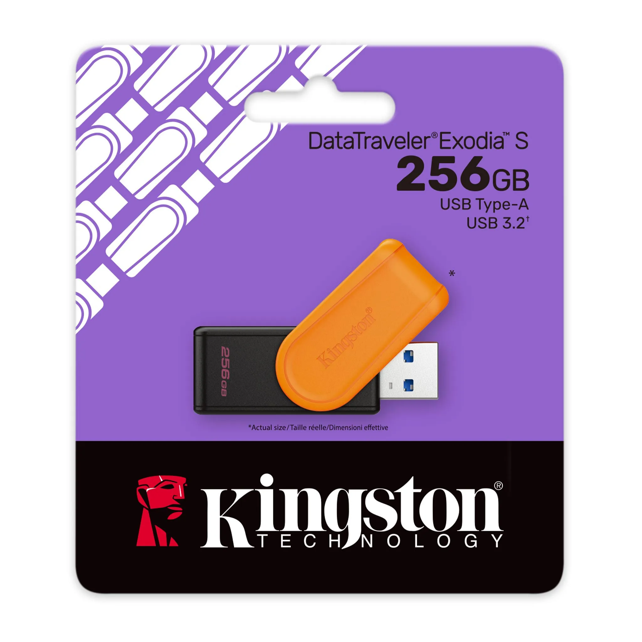 Kingston, USB DataTraveler Exodia S, 128GB, USB-A 3.2, Negro/Turquesa, DTXS/256GB