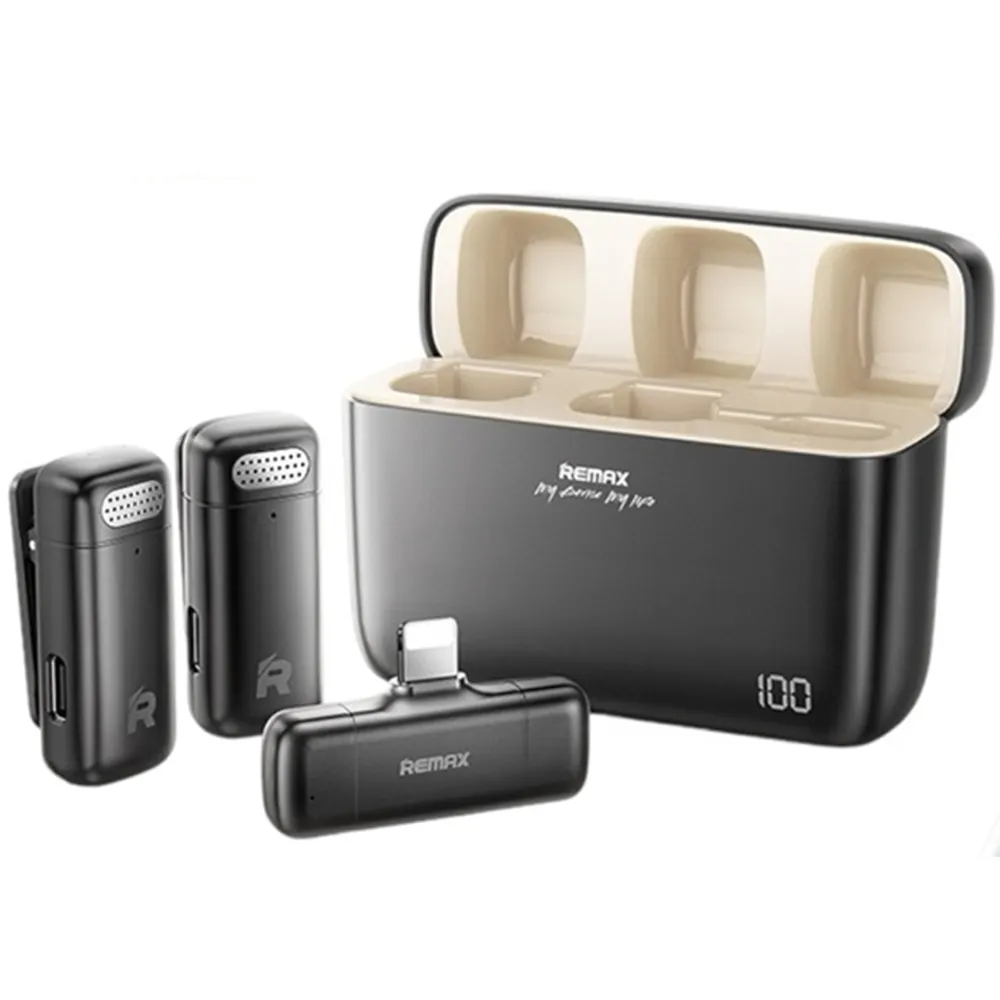 REMAX K15 iPHone Micrófono inalámbrico 2 en 1 con cancelación de ruido para teléfonos inteligentes