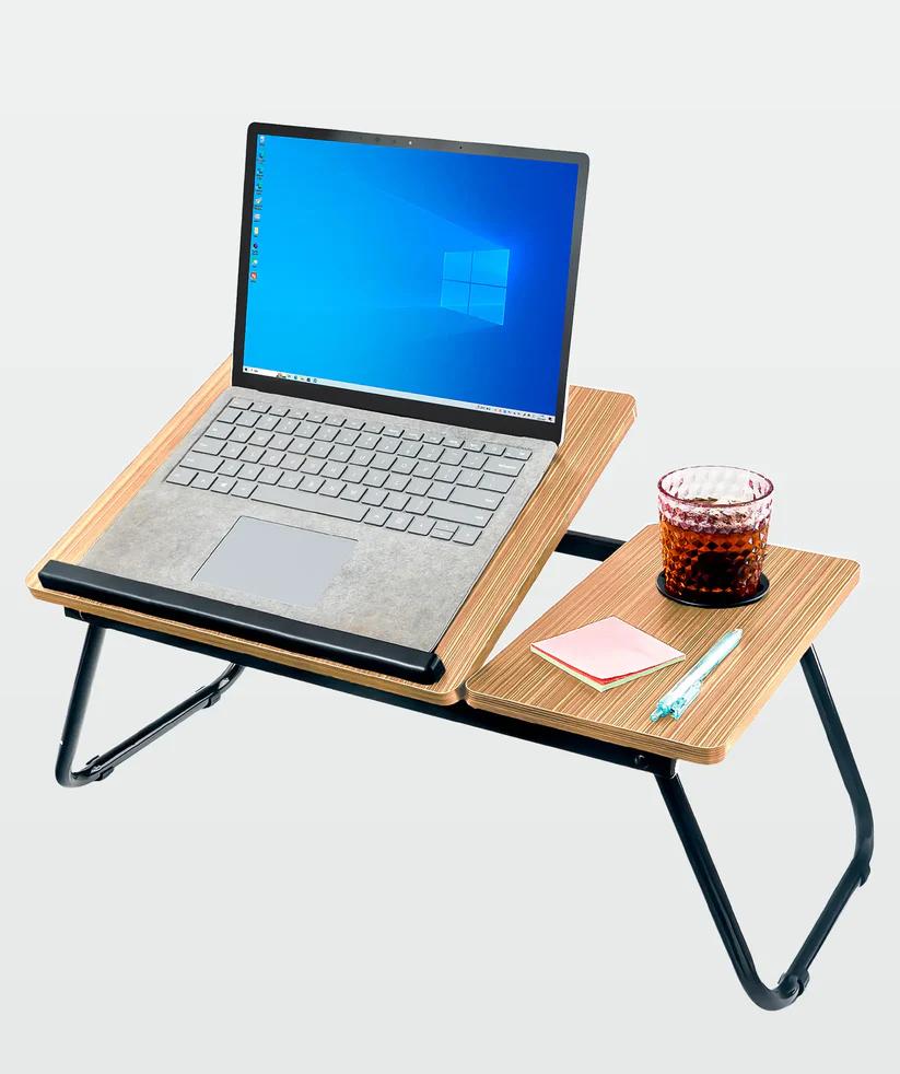 Mesa plegable portátil en madera y metal: ideal para trabajar y relajarte