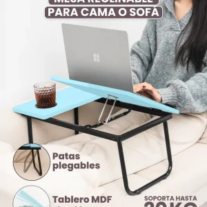 Mesa plegable portátil en madera y metal: ideal para trabajar y relajarte