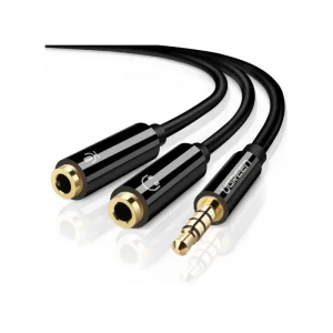 Cable Audio 3.5 Macho A 3.5 Hembra Doble Negro Av141 Ugreen