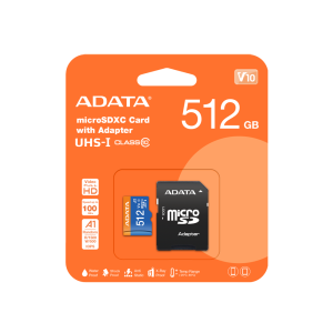 Memoria Adata Micro SD, 512 GB UHS-I Clase 10, Con Adaptador